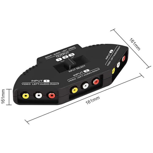 ANRANK RS3010AK 3-Way Audio Video AV RCA Switch Game Selector Box Splitter Black