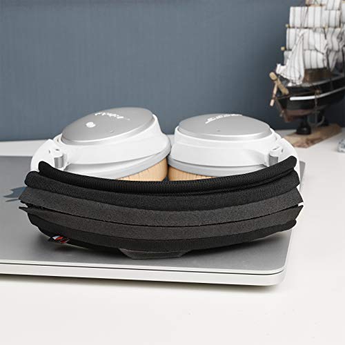 QC35 Headband Cover for Beats Solo 3, Solo HD, QC25, Soundlink AE II Universal Replacement Head Band Protector with Zipper, Headband Cover Cushion Protector Pad for Headphones (Small, Black) - size: Max for 1-1/2''W cushion pad