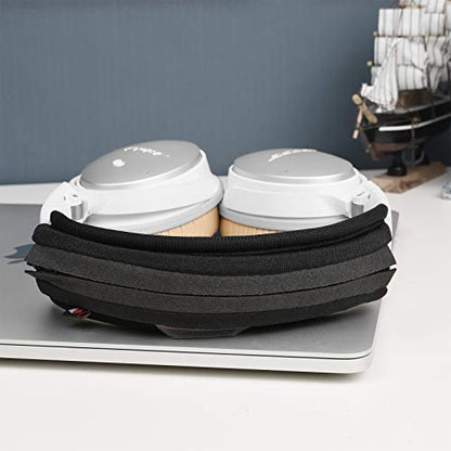 QC35 Headband Cover for Beats Solo 3, Solo HD, QC25, Soundlink AE II Universal Replacement Head Band Protector with Zipper, Headband Cover Cushion Protector Pad for Headphones (Small, Black) - size: Max for 1-1/2''W cushion pad