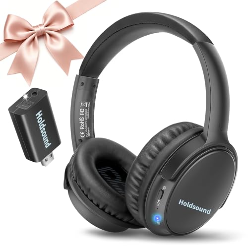 Holdsound BKM400 Wireless Headphones for TV Watching with USB Transmitter | Bluetooth TV Headphones Wireless, Strong Compatibility, Up to 165 ft, No Delay and High Volume Output, 40 Hours Battery Life
