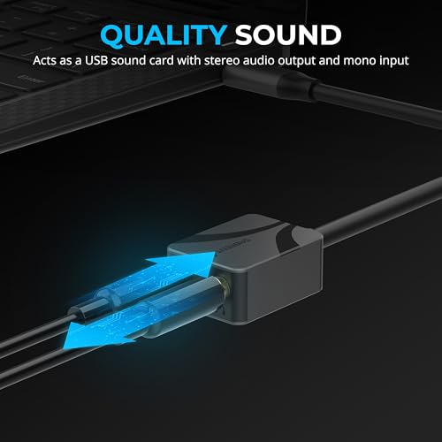 SABRENT USB to 3.5mm Audio Adapter, USB Sound Card, 24-Bit (AU-UCMA) | USB sound card; headphone & mic jack; 24-bit/96kHz; deep sound quality - style: USB-C