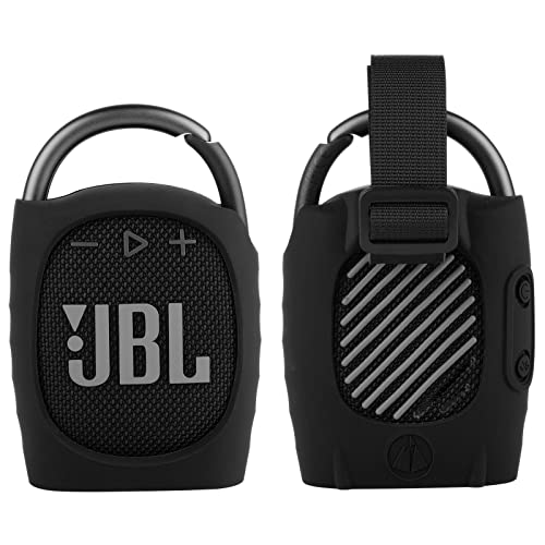 Silicone Protective Carrying Case Compatible with JBL Clip 4 - Portable Mini Speaker Carrying Stand Up Cover Pouch for JBL Clip 4 (Black) - color: Black