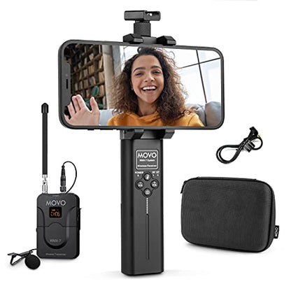 Movo WMX-7-SP VHF Wireless Lavalier Microphone System for Smartphones - Wireless Lav Mic for iPhone and Android - 16 Channel Handheld Receiver - Microphone with Wireless Audio Transmitter