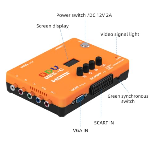 Mcbazel ODV-GBS-C RGBS/SCART/YPbPr/VGA to HDMI/VGA Scan Converter for Retro Gaming Console with US Plug - NO AV/Composite/RCA | VGA Max 60Hz