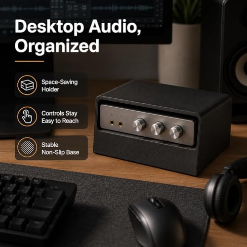 Desktop Stand for Fosi Audio K5 Pro DAC Amplifier – Vertical Space-Saving Holder | Stable Non-Slip Base | Easy Access Cable Management | Home Studio Audio Equipment