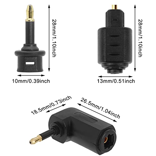 Fiber Optic 3.5mm Jack Audio Adapter, Female to Male Optical Connector, Right Angle 90 Degree Converter for Toslink & Mini Toslink Cables, 6 Pcs
