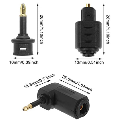 Fiber Optic 3.5mm Jack Audio Adapter, Female to Male Optical Connector, Right Angle 90 Degree Converter for Toslink & Mini Toslink Cables, 6 Pcs