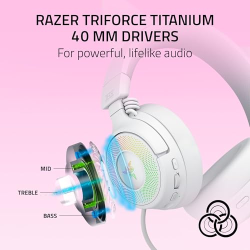 Razer Kraken Kitty V3 Pro Wireless RGB Gaming Headset, White - color: Mercury White