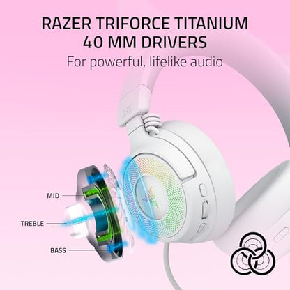 Razer Kraken Kitty V3 Pro Wireless RGB Gaming Headset, White - color: Mercury White