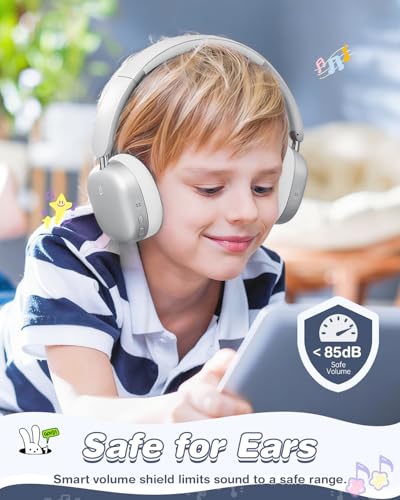 Wentronic Kids Headphones Wireless Bluetooth 5.4,Foldable Over Ear Headphones with 3.5mm Wired Mode,Safe Volume Limit,48H Playtime,Clear Calls,HD Sound for Toddlers/Children/School/Travel,Silver - color: Silver