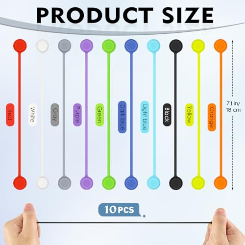 10 Pcs Reusable Magnetic Cable Ties, 7.1 Inch Magnetic Cord Organizer, Silicone Cord Ties with Strong Magnet for Office, School, Home, Book Markers, Fridge Magnets (7.1 Inch) - style: 7.1 Inch