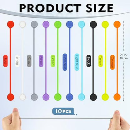 10 Pcs Reusable Magnetic Cable Ties, 7.1 Inch Magnetic Cord Organizer, Silicone Cord Ties with Strong Magnet for Office, School, Home, Book Markers, Fridge Magnets (7.1 Inch) - style: 7.1 Inch