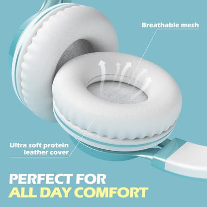 AILIHEN C8 아동용 유선 헤드폰, 학교용 마이크 포함, 3.5mm, 라임 그린 | 온 이어 헤드셋 및 볼륨 컨트롤 접이식 유선 컴퓨터 크롬북 남아 여아 청소년 교실 온라인 학습 여행용 - color: 라임 그린., size: 미디엄