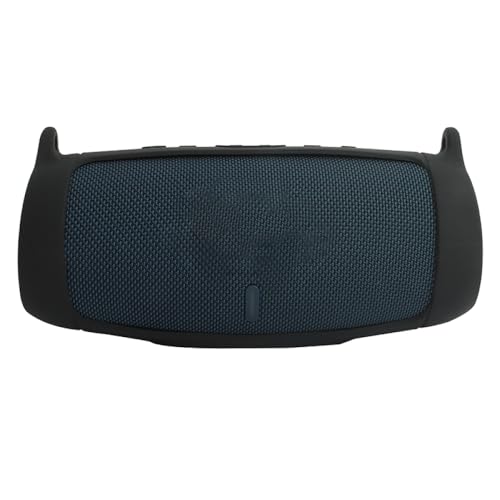 Silicone Case Cover for J.BL Charge 5 Bluetooth Speaker, Portable Travel Carrying Protective Sleeve Skin Case with Shoulder Strap and Carabiner (Black) - color: Black