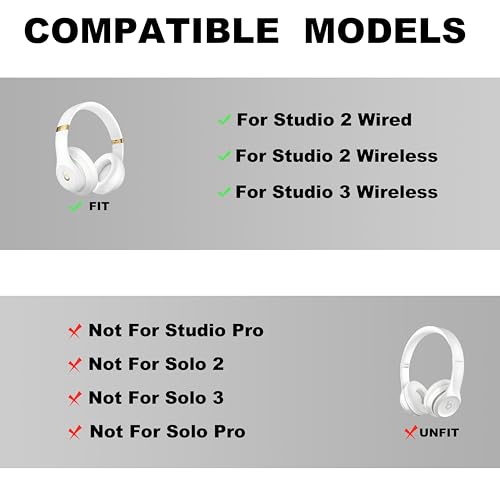 Studio 3 Headband Replacement - Durable & Comfortable Cushion, Compatible with Studio 3 Wireless(A1914) & Studio 2 Wired/Wireless (B0500/B0501) Headphones (Studio 3-White) - color: Studio 3-White