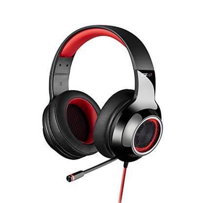 Edifier G4 USB Gaming Headset with Virtual 7.1 Surround Sound, Retractable Boom Microphone, LED Lights Mesh Open Back Adjustable Video Games for PC, Laptop, desktops - Red