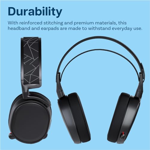 Ear Pads & Headband Replacement for SteelSeries Arctis 7/9 / Pro & Prime Wireless Gaming Headset etc. by MMOBIEL - Mesh Fabric Ear Pad Cushions & Elastic Fabric Headband Top Pad Cushion