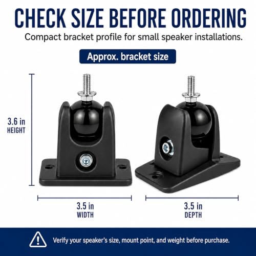 Jumbl Speaker Wall Mount Brackets, 1/4-20 Thread, 2 Pack, Black - color: Black