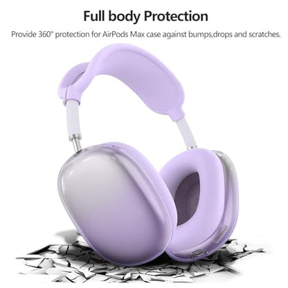3-in-1 Case Cover for AirPods Max 2/AirPods Max Headphones, Apple AirPod Max Accessory Protective Cover, Headband/Silicone Ear Pad/Ear Cups Covers, Anti-Scratch and Sweat-Proof - color: Lila auf Weiß