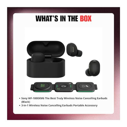 Sony WF-1000XM6 Wireless Noise-Canceling Earbuds (Black) Bundle