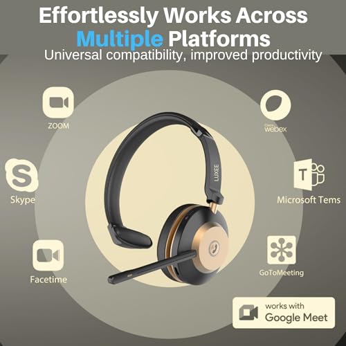 LUXEE Bluetooth Wireless Headset with Microphone for Work - Single Ear Computer Headset with USB Dongle & Charging Base, Noise Canceling Office Headset for Laptop, Zoom, Audifonos con Microfono