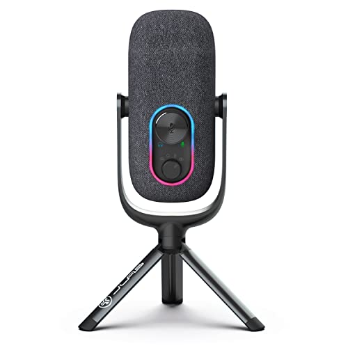 JLab Epic Talk USB Streaming Microphone with Cardioid, Omni, Stereo, bi-Directional Modes, Volume/gain Control, Quick Mute, 3.5mm AUX, White - color: Black