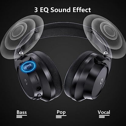 Wireless Headphones Over Ear, 70H Playtime Headphone Wireless Bluetooth 5.1,3EQ Modes & HiFi Stereo Bluetooth Headset with Deep Bass, Foldable Lightweight Headphones with Microphone for Travel/Work