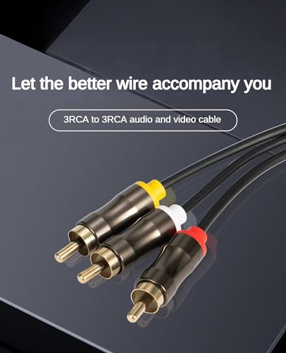 3RCA to 3RCA Cable 10ft, Gold Plated 3RCA AV Cable, High Performance Audio Video Cable for Home Theater, DVD Player, HDTV, Subwoofer - 3m/10ft, Shielded, Lossless Transmission, TPE Jacket
