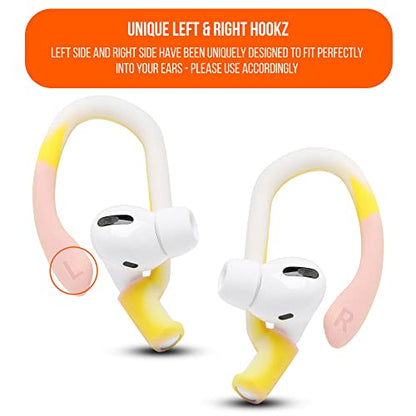 WC HookZ - Patented Upgraded Over Ear Hooks for AirPods Pro 1, 2 & AirPods 1, 2 & 3- Two Size Pairs Included in Package, Unique Left & Right Hook, Made by Wicked Cushions | Yellow Starburst - color: Yellow Starburst