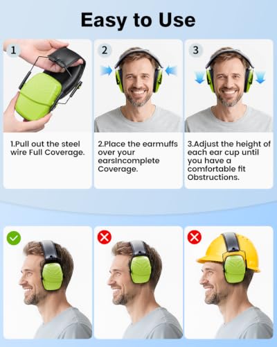 2Pack Ear Protection NRR 35dB Hearing Protection Ear Muffs for Shooting - color: Green