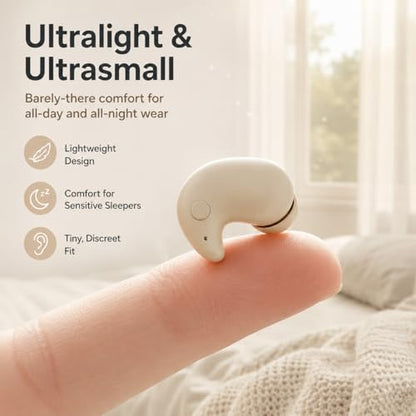 Micool Invisible Sleep Wireless Earphone, Ipx5 Waterproof Earbuds, Lightweight Sleep Headphones Bluetooth 5.3, Painless Sleeping Earphones for Sensitive Sleeper with Long Battery Life (Light Yellow) - color: light yellow