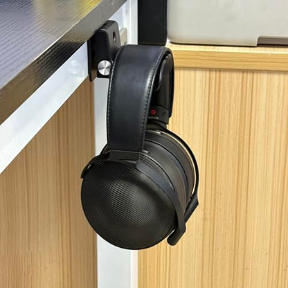 Headphone Wall Mount, Under Desk Headphone Hanger, Controller Holder, Gamepad Controller Holder, Adhesive/Screws, Universal Hanger Hook (Black) - color: Black