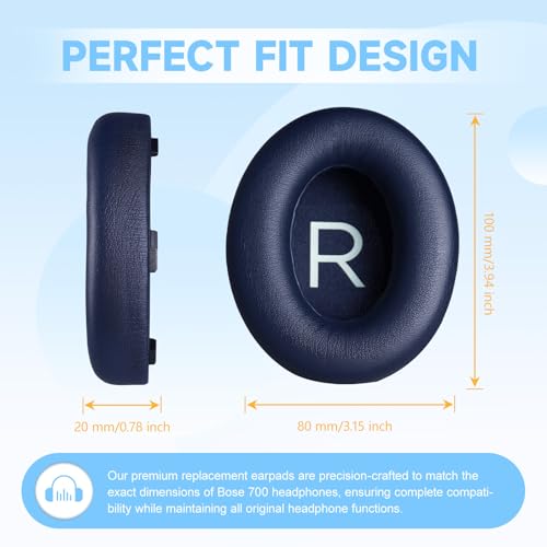Replacement Ear Pads for Bose 700 Noise Cancelling (NC) Headphones, NC700 Earpads Cushions with Softer Protein Leather, Plush Acoustic Memory Foam, Enhanced Durability
