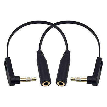 Poyiccot 3.5mm Headphone Extension Cable, 2-Pack 3.5mm Aux Extension Cable, Flat Right Angle 1/8 inch Male to Female Audio Stereo Short Cable for Phones, Speakers,PS4 Headset & More, 6.8inch