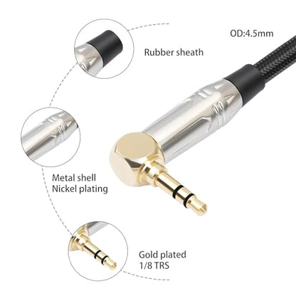 Right Angle 1/8 Male to 1/4 Female Stereo Audio Cable,TRS 6.35mm (1/4 inch) Female to 3.5 (1/8 inch) Male Right Angle Cable for Amplifier, Guitar, Headphone, Laptop-3.3Feet 1pack - size: 3.3Feet