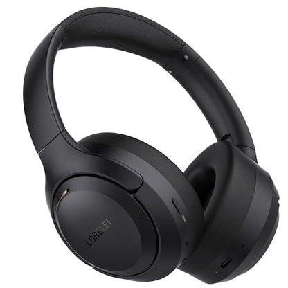 LORELEI QC60 Hybrid Active Noise Cancenlling Headphones,Wireless Over Ear Bluetooth Headsets with Microphone, 60H Playtime Foldable Lightweight, Deep Bass, Memory Earmuffs, for Travel Home Office - color: Space Black