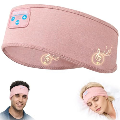 Perytong Sleep Headphones - Headband Headphones - Bluetooth Headband for Side Sleeper, Elastic Music Headphone Band Cozy ASMR Wireless Eye Mask Tech Gadgets Gifts for Women Men - color: Light Pink