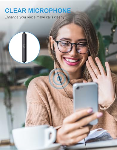 Wired Earbuds, 2 Pack 3.5mm Headphones with Microphone Clear Call HiFi Stereo Volume Control Earphones for iPhone iPad Samsung Kindle Switch MP3/4 (Black) - color: Black
