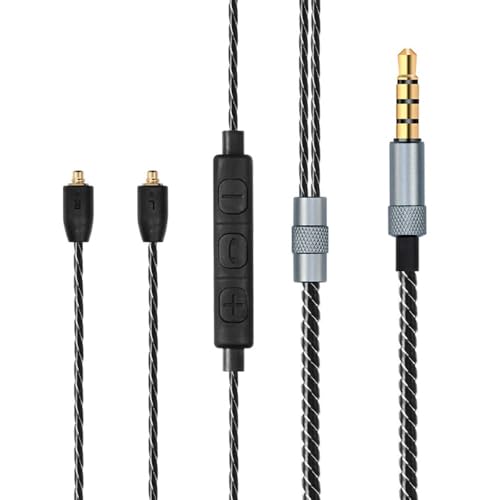 SE215 Cable, OFC Replacement MMCX Stereo Audio Aux Cable with Microphone Mic Extension Cord for Shure SE215 SE315 SE846 SE535 SE425 KSE1500 Headphones Earphones - with Mic