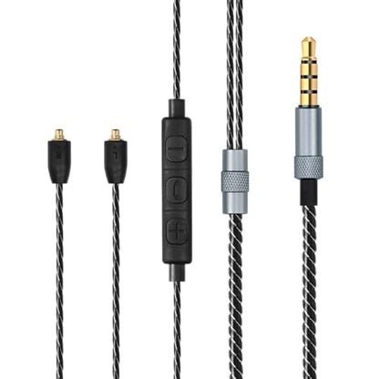 SE215 Cable, OFC Replacement MMCX Stereo Audio Aux Cable with Microphone Mic Extension Cord for Shure SE215 SE315 SE846 SE535 SE425 KSE1500 Headphones Earphones - with Mic