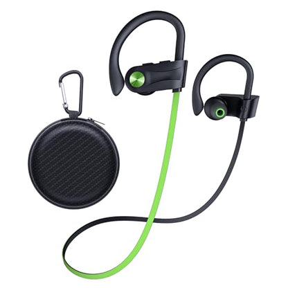 JOYWISE Bluetooth Headphones, Wireless Earbuds IPX7 Waterproof for Gym | Bluetooth 5.3 Headphones with 16Hrs Playtime Stereo Bass Headsets with Mic Running Headsets with Earhooks for Sports Running - color: Green