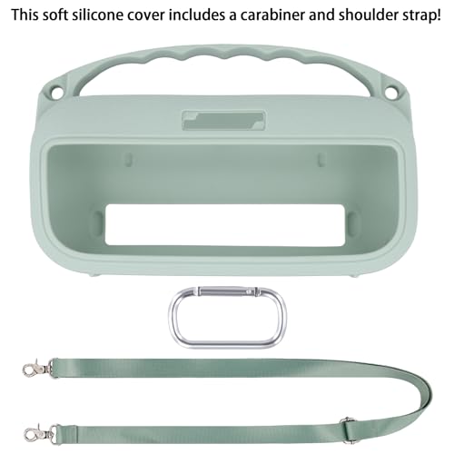 co2CREA Soft Silicone Case for Bose SoundLink Flex 2nd Gen, Mint | Skin-Friendly Handle, Adjustable Shoulder Strap, Crossbody Carrying, Aluminum Carabiner, Lightweight - color: Alphine Sage Case