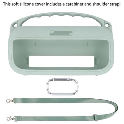 co2CREA Soft Silicone Case for Bose SoundLink Flex 2nd Gen, Mint | Skin-Friendly Handle, Adjustable Shoulder Strap, Crossbody Carrying, Aluminum Carabiner, Lightweight - color: Alphine Sage Case