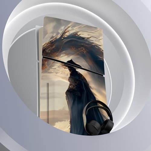 PlayVital Full Set Skin Sticker for ps5 Slim Console Disc Edition (The New Smaller Design), Vinyl Skin Decal Cover for ps5 Controller & Headset & Charging Station - Cloudwalker's Encounter - color: Cloudwalker's Encounter
