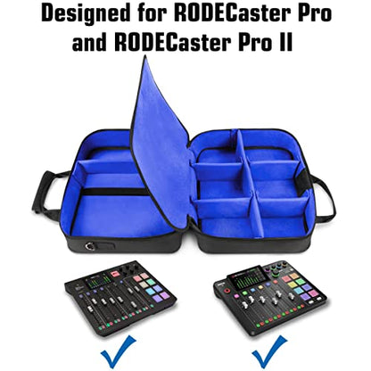 USA Gear Audio Mixer Case Fits RODECaster Pro II, Pro & Duo, GoXLR, & more Podcast Equipment - Podcast DJ Travel Bag with Customizable Interior, Scratch-Resistant Interior, Shoulder Strap (Blue) - color: Blue