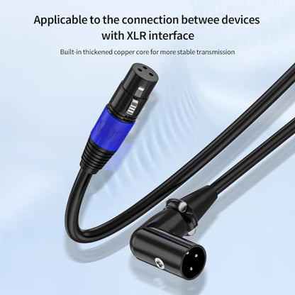 XLR Right-Angle Male to Straight Female Microphone Extension Cable, 90-Degree Male to Straight Female Balanced Cord 3-Pin to 3-Pin, -6.6ft 2Pack - style: 6.6FT-XLR Right-Angle Male