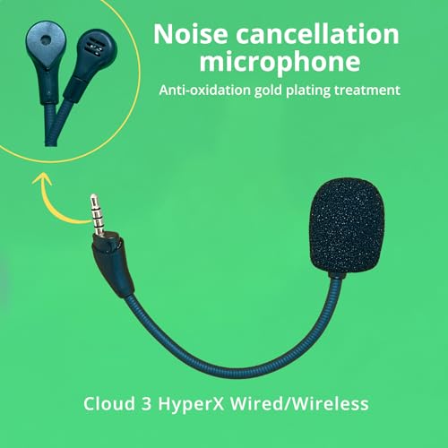 Hyperx Cloud 3 Mic Replacement, Wired/Wireless Gaming Headphone – Noise Cancelling Boom Microphone Gaming Consoles, PC, 3.5mm Jack (Not for Hyper X Cloud II and Other HyperX Headsets) - style: Mic Cloud III for HyperX Wired/Wireless