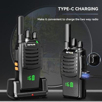 Retevis H-777H Portable 2 Way Radio Shatterproof Hidden Display, 10 Pack | Compact FRS Walkie Talkies for School, Events, USB-C Rechargeable, Emergency Alarm, LED Flashlight, VOX, 260 CTCSS/DCS - style: With Hidden Screen
