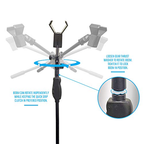 AxcessAbles Weighted Mic Stand Floor with Heavy Round Base, Quick Grip Height Adjustment - 74" Microphone Stand Include 33" Detachable Mic Boom Arm. Tall Microphone Stand for Singing (MS-201RB) 2-Pack - size: 2-Pack