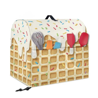 Stand Mixer Dust Cover with Top Handle, Stand Mixer Organizer Bags with Front Pockets Dust-Proof Stand Blender Cover Kitchen Attachments Ice Cream - color: Ice Cream, size: S